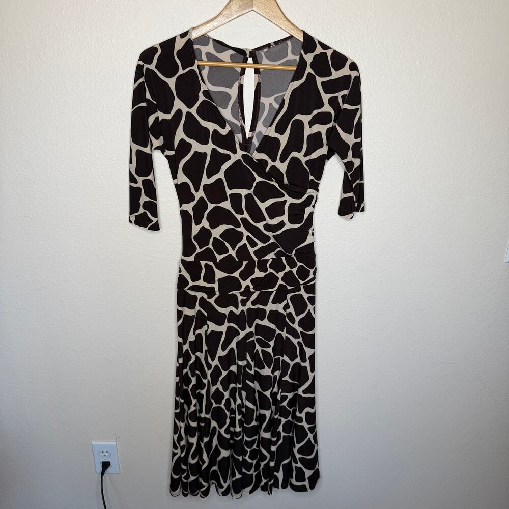 Leopard Print Fitted Poly Spandex Dress Small